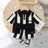 Handsome Lapel Vertical Short Sleeve Suit Boys' Casual Shorts Two Piece Set